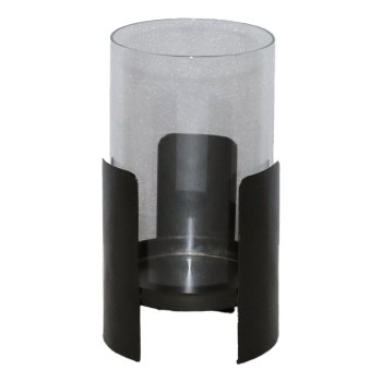 Metal lantern base, w.glass cylinder, TRIPLE 9x9x16cm, black