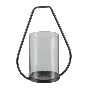 Metal lantern frame, w.glass, UDINE 16x9x22cm, black