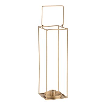Metall Kerzenhalter, im Rahmen, m.Henkel, MILAN 10x10x31cm, Gold