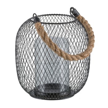Metal lantern, round bulbous, w.handle, GLOBO 19x19x21cm, black