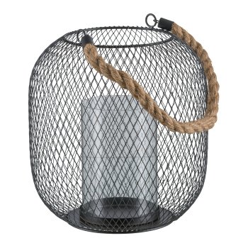 Metal lantern, round bulbous, w.handle, GLOBO 24x24x26cm, black