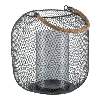 Metal lantern, round bulbous, w.handle, GLOBO 29x29x31cm, black