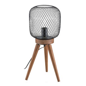 Metal frame lamp, on wooden feet, THEA 24x24x54cm, black