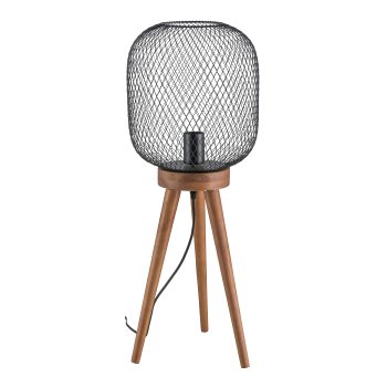 Metall Gestell Lampe, auf Holzfüssen, THEA 27x27x71cm, Schwarz