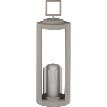 Metal lantern BLANCO, with glass, 15x15x46cm, natural white
