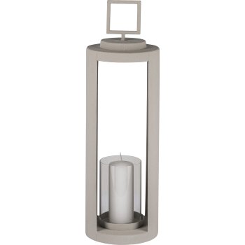 Metal lantern BLANCO, with glass, 17x17x56cm, natural white