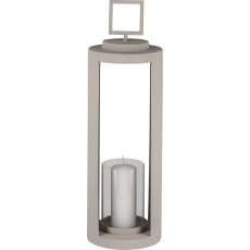 Metal lantern BLANCO, with glass, 17x17x56cm, natural white