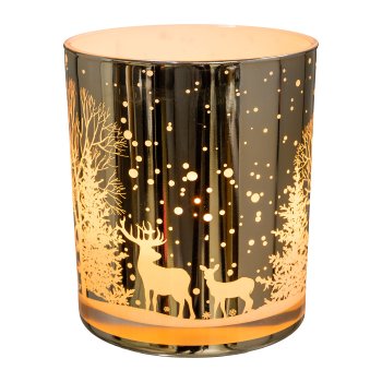 Glass tealight WINTER TIME, 8x7x7cm, gold