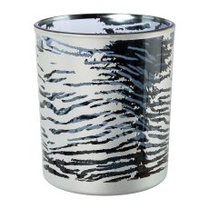 Glas Windlicht ZEBRA, 10x9x9cm, silber