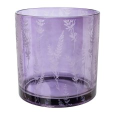 Glass lantern LAVENDER, 15x15x15cm, lavender