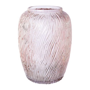 Glas Vase m.Schliff CARLO, 24,5x18x18cm, rosa