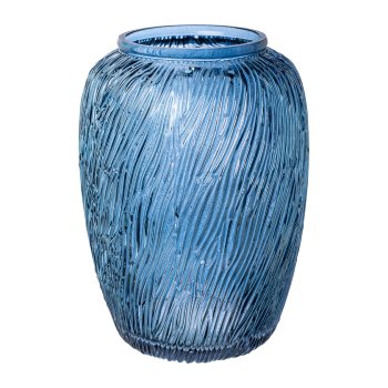 Glas Vase m.Schliff CARLO, 24,5x18x18cm, blau