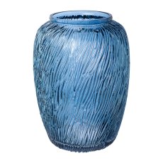 Glass vase with cut CARLO, 24,5x18x18cm, blue