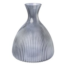 Glass vase with cut DOWN, 20x17x17cm, blue