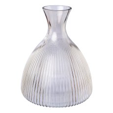 Glass vase with cut DOWN, 20x17x17cm, gray