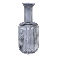 Glass bottle vase w.cut, 21x9x9cm, blue