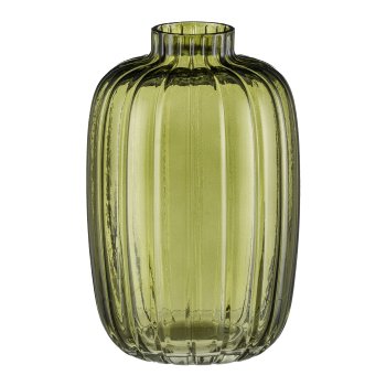 Glas Objektvase m.Schliff, 21x13,5x13,5cm, moos