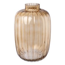 Glas Objektvase m.Schliff, 21x13,5x13,5cm, hellbraun