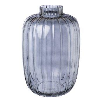 Glass object vase w.cut, 21x13,5x13,5cm, blue