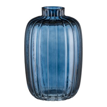 Glass object vase with cut, 21x13,5x13,5cm, midnight blue