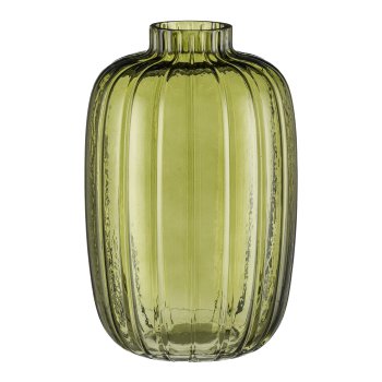 Glas Objektvase m.Schliff, 25,5x16,5x16,5cm, moos
