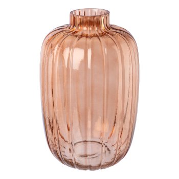 Glas Objektvase m.Schliff, 25,5x16,5x16,5cm, cognac