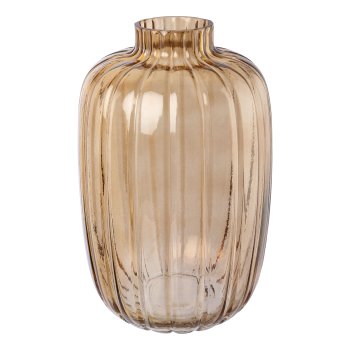 Glas Objektvase m.Schliff, 25,5x16,5x16,5cm, hellbraun