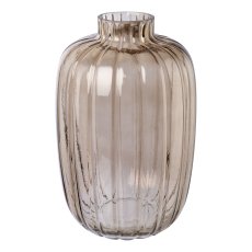 Glas Objektvase m.Schliff, 25,5x16,5x16,5cm, braun
