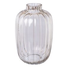Glas Objektvase m.Schliff, 25,5x16,5x16,5cm, grau
