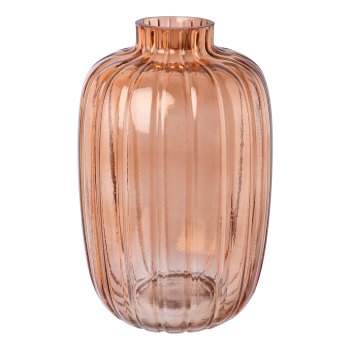 Glas Objektvase m.Schliff, 30x21x21cm, cognac