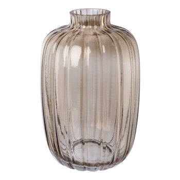 Glass object vase with cut, 30x21x21cm, brown