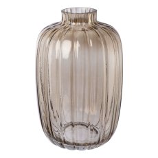 Glas Objektvase m.Schliff, 30x21x21cm, braun