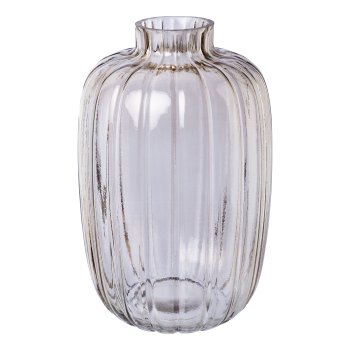 Glass object vase with cut, 30x21x21cm, gray