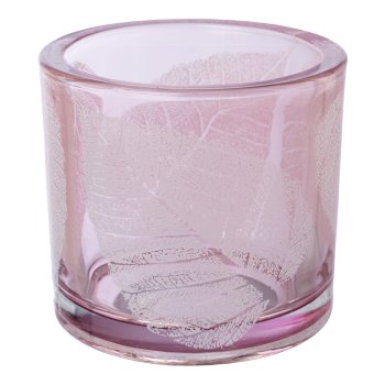 Glass lantern FARN, 6x6,5x6,5cm, pink
