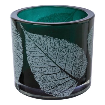 Glass lantern FARN, 6x6,5x6,5cm, dark green