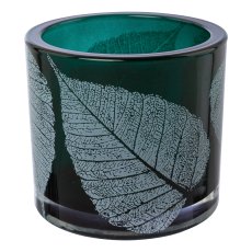 Glass lantern FARN, 6x6,5x6,5cm, dark green