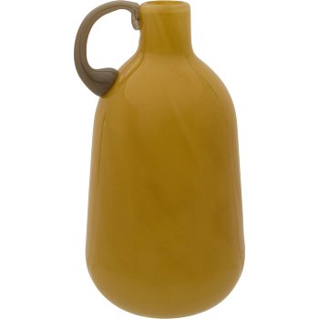 Glass vase 2TONE, with handle, assorted colours, solid colours, 9x9x15cm, yellow,