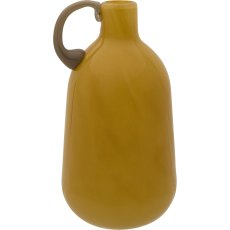 Glass vase 2TONE, with handle, assorted colours, solid colours, 9x9x15cm, yellow,