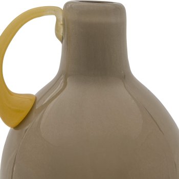 Glass vase 2TONE, with handle, assorted colours, solid colours, 9x9x15cm, yellow,