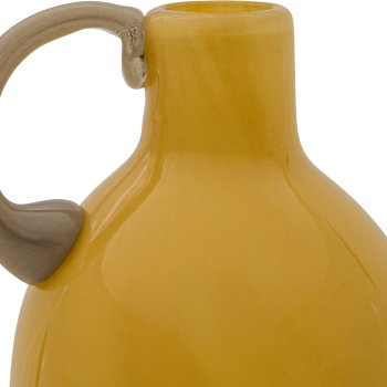 Glass vase 2TONE, with handle, assorted colours, solid colours, 9x9x15cm, yellow,