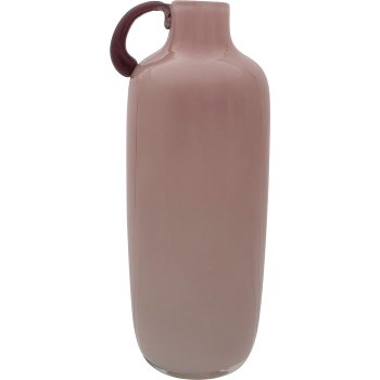 Glass vase 2TONE, with handle, assorted colours, solid colours, 9x9x19cm, pale pink,