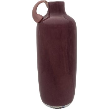 Glass vase 2TONE, with handle, assorted colours, solid colours, 9x9x19cm, pale pink,