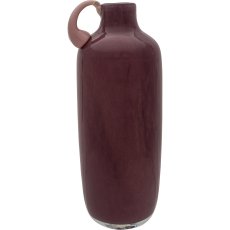 Glass vase 2TONE, with handle, assorted colours, solid colours, 9x9x19cm, pale pink,