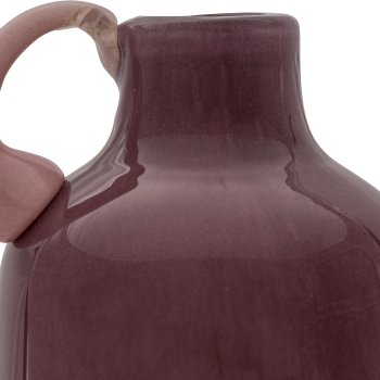 Glass vase 2TONE, with handle, assorted colours, solid colours, 9x9x19cm, pale pink,