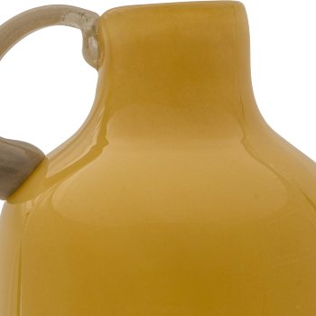 Glass vase 2TONE, with handle, assorted colours, solid colours, 9x9x19cm, yellow, Lepuro