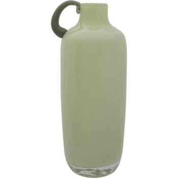 Glass vase 2TONE, with handle, assorted colours, solid colours, 9x9x19cm, green,