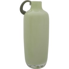 Glass vase 2TONE, with handle, assorted colours, solid colours, 9x9x19cm, green,