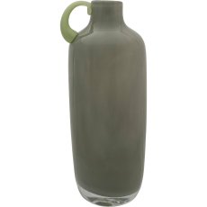 Glass vase 2TONE, with handle, assorted colours, solid colours, 9x9x19cm, green,