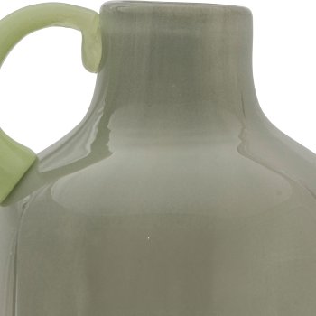 Glass vase 2TONE, with handle, assorted colours, solid colours, 9x9x19cm, green,