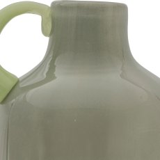 Glass vase 2TONE, with handle, assorted colours, solid colours, 9x9x19cm, green,